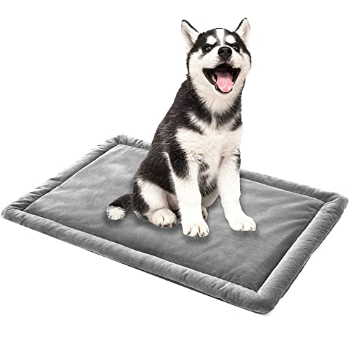 ping bu Weiches, warmes Hundebett, Haustiermatte, Hunde- und Katzenbett, Schlafmatte, Angstlinderung, waschbare Baumwolle, Hundematratze, doppelseitiges Hundekissen (65 cm x 105 cm, Grau) von ping bu