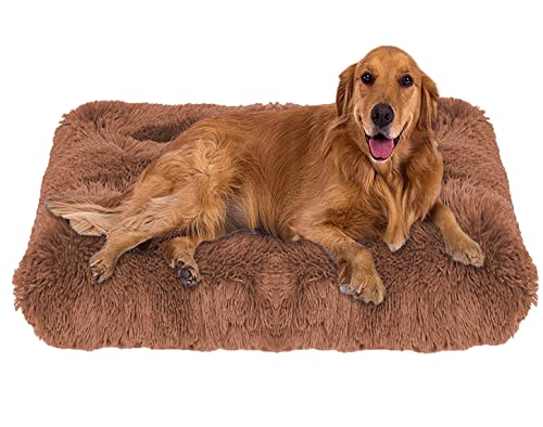 ping bu Weiches Plüsch-Hundebett, Größe M, extra groß, Hundebett, Matratze, waschbar, flauschig, gemütlich, Hundekissen, beruhigend, Katzen, Hundebett, Matte (XL-86 x 70 cm, Kaffeebraun von ping bu