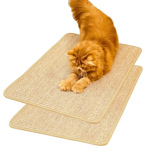 pingping-go Kratzmatte für Katzen, Natursisal, mit Jute-Rand, schützt Sofas, Teppiche, Boden, Bett und Katzenpfoten, Beige, 2 Stück, 60 x 40 cm pingping-go Kratzmatte für Katzen, Natursisal, mit Jute-Rand, schützt Sofas, Teppiche, Boden, Bett und Katzenpfoten, Beige, 2 Stück, 60 x 40 cm von pingping-go