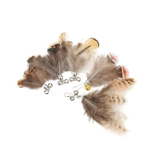 pipisweet 5 x kleiner Ersatzkopf für Fliegen, Insekten, Katzenspielzeug, Zubehör, lustiger Teaser-Stick, interaktiver Zauberstab, Federkäfer, Haustierspielzeug (B 5 Stück, zufällig) von pipisweet