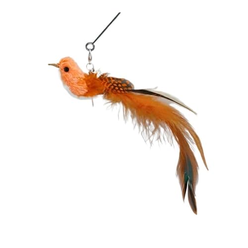 pipisweet Freihändiger Vogel-/Feder-Katzenstab mit Glocke, leistungsstarker Saugnapf, interaktives Spielzeug für Katzen, Kätzchen, Jagdübungen (Orange) von pipisweet
