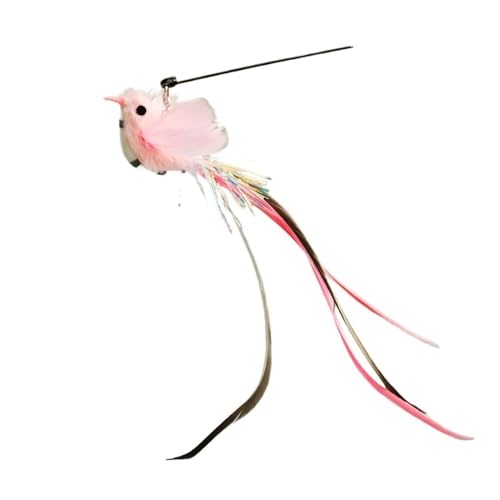 pipisweet Handfreier Vogel-/Feder-Katzenstab mit Glocke, leistungsstarker Saugnapf, interaktives Spielzeug für Katzen, Kätzchen, Jagd, Übung (Rosa) von pipisweet