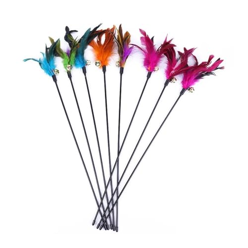 pipisweet Lustiges Katzenspielzeug, interaktives Spielzeug mit Glocke und Feder, Spielzeug für Haustiere, Katzen, Stickdraht, Chaser, Zauberstab, Spielzeug, zufällige Farbe, 5 Stück pipisweet Lustiges Katzenspielzeug, interaktives Spielzeug mit Glocke und Feder, Spielzeug für Haustiere, Katzen, Stickdraht, Chaser, Zauberstab, Spielzeug, zufällige Farbe, 5 Stück von pipisweet