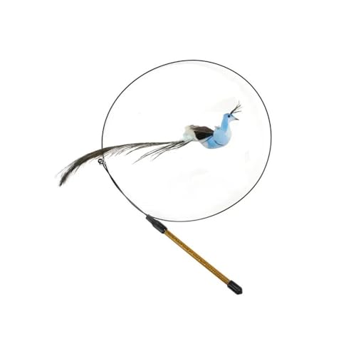 pipisweet Simulations-Vogel-Katzenspielzeug, lustiger, interaktiver Pfau mit Glocke, Katzenstab, Spielzeug für Kätzchen, Spielstab, Spielzeug, Haustierkatzen (Blau, Handmodell) von pipisweet