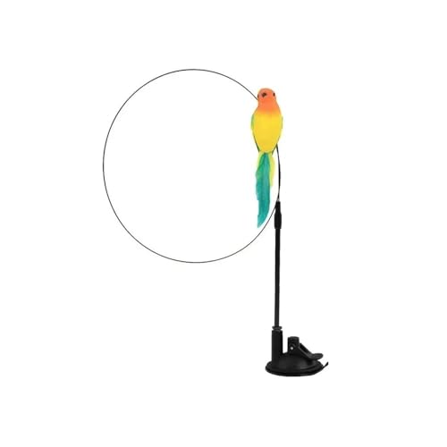 pipisweet Simulations-Vogel-Katzenspielzeug, lustiger, interaktiver Pfau mit Glocke, Katzenstab, Spielzeug für Kätzchen, Spielstab, Spielzeug, Haustierkatzen (gelb, Saugnapf) von pipisweet