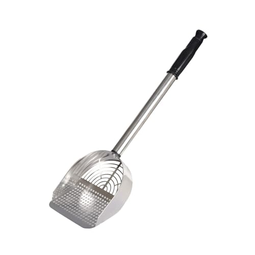 Katzenstreuschaufel, Netz, Edelstahl, Siebwerkzeug mit langem Griff, 30 cm, Haustier-Reinigungszubehör für Katzenbox, Silber von pistro