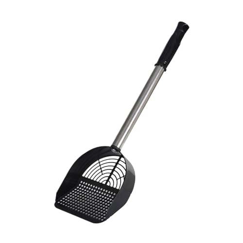 Katzenstreuschaufel, Siebwerkzeug, Edelstahl-Mesh-Schaufel mit langem Griff, 30 cm, für Haustier-Reinigungsbox, Schwarz von pistro