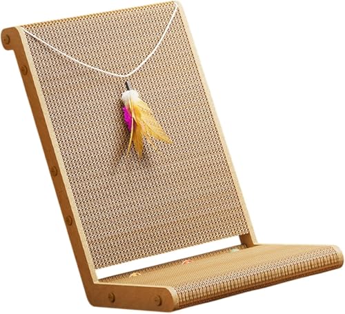 pistro L-förmiger Katzenkratzer, Wellpappe, vertikale Katzenkratzunterlage mit neckendem Spielzeug, platzsparendes Design für Kätzchen und Katzen, Möbelschutz (klein) von pistro
