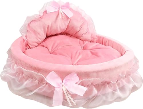 pistro Rosa Prinzessin Hundebett mit Spitze, Elegantes Katzenbett Sofa für mittelgroße Katzen, Kätzchen Schlafhütte, niedliche Couch für kleine Hunde, abnehmbares Kissen, rutschfeste Unterseite, Rosa, von pistro