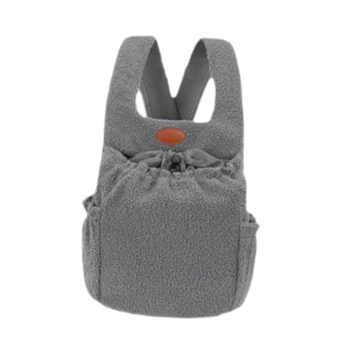 pistro Tragerucksack für kleine Hunde & Katzen - Verstellbare Hundetragetasche für Spaziergänge, Wandern, Outdoor-Reisen, bequemer und atmungsaktiver Wildleder-Haustierrucksack mit Seitentasche (Grau) von pistro