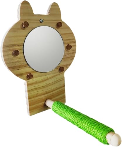 pistro Vogel-Sittichspiegel für Käfig, interaktives Spielspielzeug mit Holzsitzstange, Vogelspielzeug für Nymphensittiche, Sittiche Zubehör für Vögel von pistro