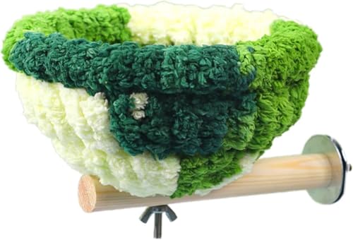 pistro Vogelnest für Käfig mit Sitzstange, waschbar, Plüsch, Papageienhütte, Kuschelschuppen für Lovebird, Nymphensittiche, Sittiche, Aras, Hamster und kleine Haustiere (grün) von pistro