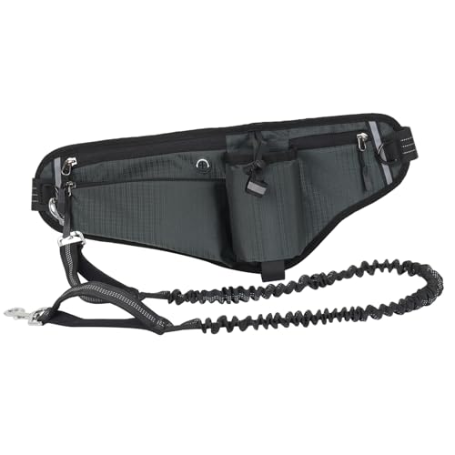 Hände Hundeleine Taille Pack wasserfeste Nacht reflektierend große Kapazität für Hundegasse Wanderwander (Dunkelgrau) von plplaaoo
