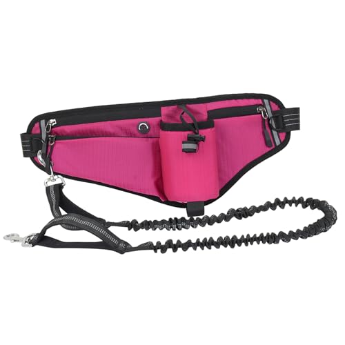 Hände Hundeleine Taille Pack wasserfeste Nacht reflektierend große Kapazität für Hundegasse Wanderwander (Rosenrot) von plplaaoo