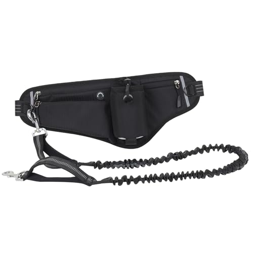 Hände Hundeleine Taille Pack wasserfeste Nacht reflektierend große Kapazität für Hundegasse Wanderwander (Schwarz) von plplaaoo