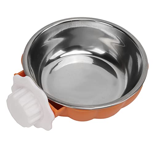 Hängender Hundenapf aus Edelstahl, 2-in-1, abnehmbarer Futterspender für Katzen, Hunde, Vögel, Guinea, Meerschweinchen, Kürbisform (orange) von plplaaoo