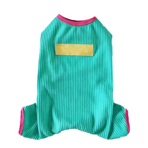 Hunde-Pyjama, weich, bequem, atmungsaktiv, Baumwolle, Hunde-Overall, Einteiler für Teddy, Bichon, Pudel, Welpen, Haustierkleidung (Green) von plplaaoo