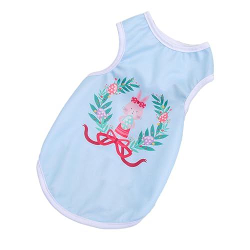 Hunde-Sommertuch, Polyester, weich, atmungsaktiv, Cartoon-Design, multifunktionales Hundeshirt, bequeme Haustierbekleidung für den Einsatz zu Hause und im Freien, verschiedene (Hellblauer Kaninchen s) von plplaaoo