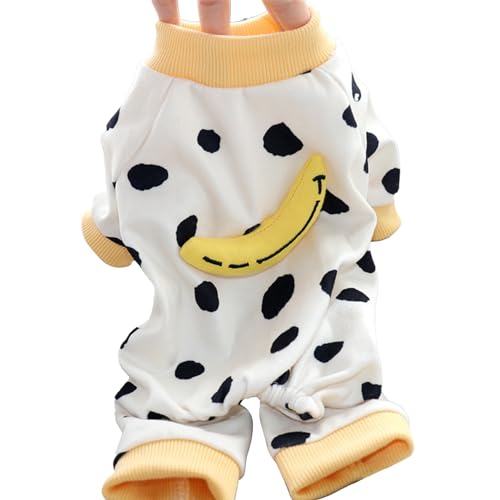 Hunde Winterkleidung modische süße 4 -Beine warm warm Bequeme weiche waschbare Welpen -Pyjamas für kleine Hunde Polyester Stoff (Dreidimensionale Bananen s) von plplaaoo