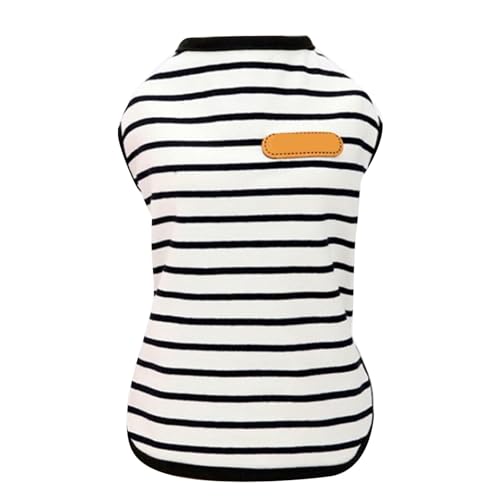 Hunde gestreiftes Hemd Polyester Faser ärmellose Frühling Sommer Haustier Kleidung Leichte Welpe T -Shirts für kleine mittelgroße Hunde Katzen (XXL) von plplaaoo