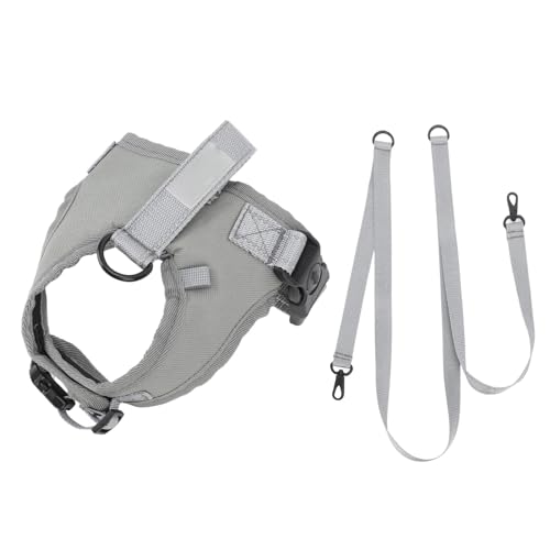 Hundekabelbaumweste mit Leinen einstellbaren reflektierenden gepolsterten Nylon Easy Control Haustierkabelbaum für Gehen mittelgroße Hund (Grau) von plplaaoo