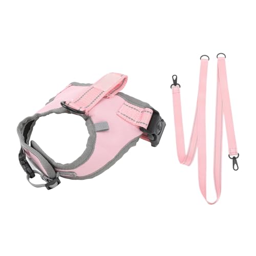 Hundekabelbaumweste mit Leinen einstellbaren reflektierenden gepolsterten Nylon Easy Control Haustierkabelbaum für Gehen mittelgroße Hund (Rosa) von plplaaoo