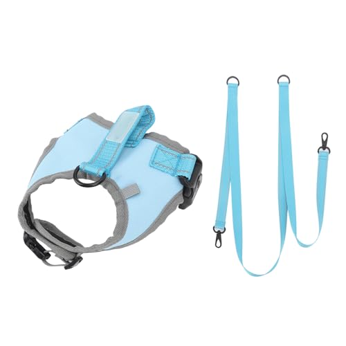 Hundekabelbaumweste mit Leinen einstellbaren reflektierenden gepolsterten Nylon Easy Control Haustierkabelbaum für Gehen mittelgroße Hund (Seeblau) von plplaaoo