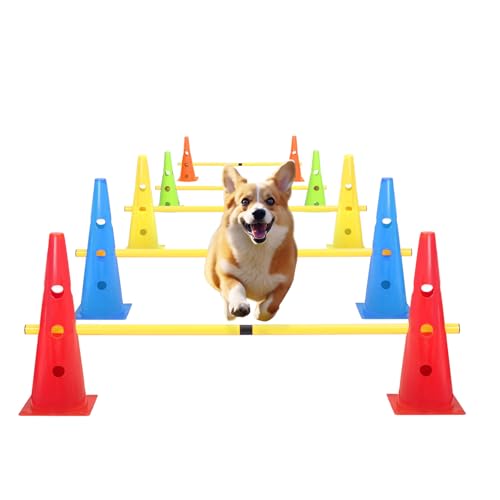 plzzree Set mit 5 Agility-Springkegeln und Stangen, 48 cm, 5 Farben, Agility-Kurs, Hinterhof-Set plzzree Set mit 5 Agility-Springkegeln und Stangen, 48 cm, 5 Farben, Agility-Kurs, Hinterhof-Set von plzzree