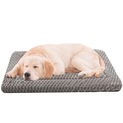 Hundebett-Matte, weich, langlebig, waschbar, rutschfest, für Hunde und Katzen, wendbar (Hellgrau, L (88,9 x 58,4 x 3,8 cm) von pobopobo