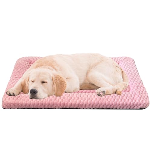 Hundebett-Matte, weich, langlebig, waschbar, rutschfest, für Hunde und Katzen, wendbar (Rosa, Größe L (88,9 x 58,4 x 3,8 cm) von pobopobo