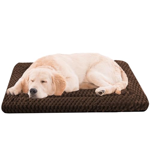 Hundebett-Matte, weich, langlebig, waschbar, rutschfest, wendbar, Dunkelbraun, Größe L (88,9 x 58,4 x 3,8 cm) von pobopobo