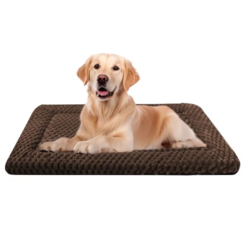 Hundebett-Matte, weich, langlebig, waschbar, rutschfest, wendbar, Dunkelbraun, Größe M (76,2 x 50,8 x 3,8 cm) von pobopobo