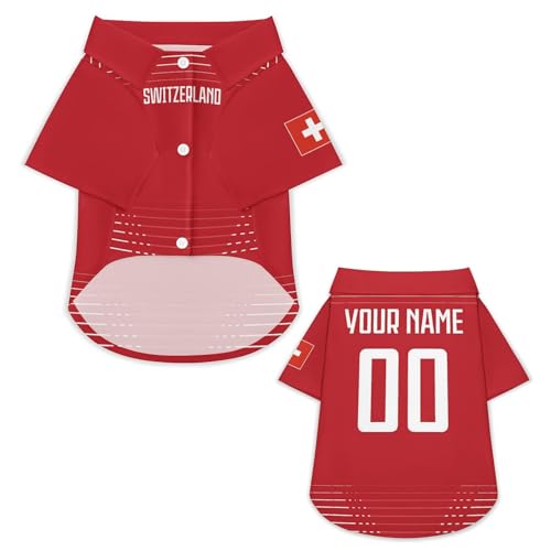 Personalisierbares Hundetrikot mit Name & Nummer – Fußballtrikot im Nationalstil für Hunde & Katzen, XS–6XL – Individuelle Hundekleidung für kleine große Haustiere, Geschenk für Tierliebhaber & Fans Personalisierbares Hundetrikot mit Name & Nummer – Fußballtrikot im Nationalstil für Hunde & Katzen, XS–6XL – Individuelle Hundekleidung für kleine große Haustiere, Geschenk für Tierliebhaber & Fans von pod4hockey