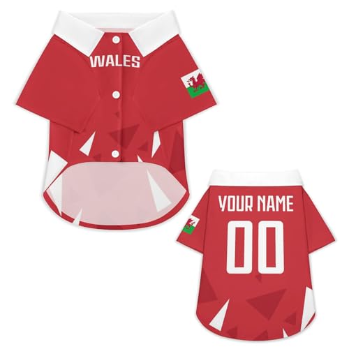 Personalisierbares Hundetrikot mit Name & Nummer – Fußballtrikot im Nationalstil für Hunde & Katzen, XS–6XL – Individuelle Hundekleidung für kleine große Haustiere, Geschenk für Tierliebhaber & Fans von pod4hockey