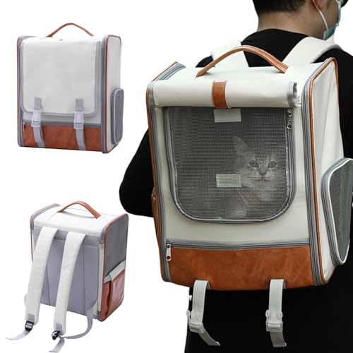 pofluany Katzenrucksack mit Sichtschutz, Haustiertragetasche mit kleiner Seitentür, großer Katzentragerrucksack, atmungsaktive Haustier-Reisetasche mit Seitentür, Frontfenster für den Außenbereich, pofluany Katzenrucksack mit Sichtschutz, Haustiertragetasche mit kleiner Seitentür, großer Katzentragerrucksack, atmungsaktive Haustier-Reisetasche mit Seitentür, Frontfenster für den Außenbereich, von pofluany