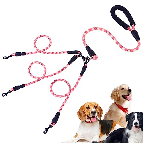 DREI-Wege-Hundeleine - Sicherheitsleinen für Hunde - Starke Sicherheits-Hundeleinen mit 360°-Drehvorrichtung und gepolstertem Griff, kein Verheddern, mehrere Hundeleinen, spazieren Sie mit Pologmase von pologmase