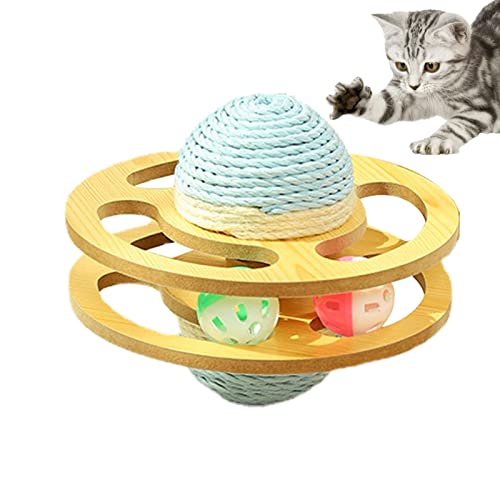 pologmase Katzenkratzball-Spielzeug - Spielzeug für Katzen zur Bereicherung in Planetenform | Intelligentes interaktives Katzenspielzeug mit natürlichem Sisalseil, automatisch beweglicher, hüpfender von pologmase