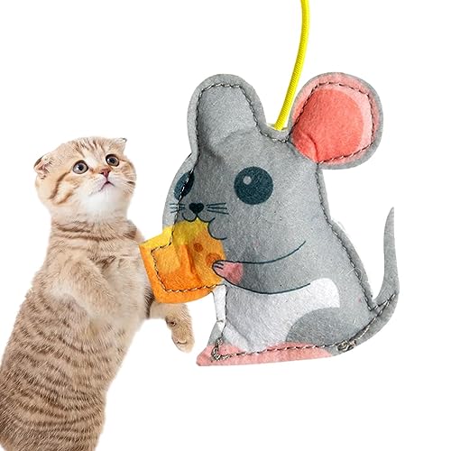 pologmase Selbstspielendes Katzenspielzeug | Einziehbares Katzenspielzeug mit elastischem Seil,Lustiges und interaktives automatisches Katzenspielzeug für die Jagd und Sprungübungen von pologmase