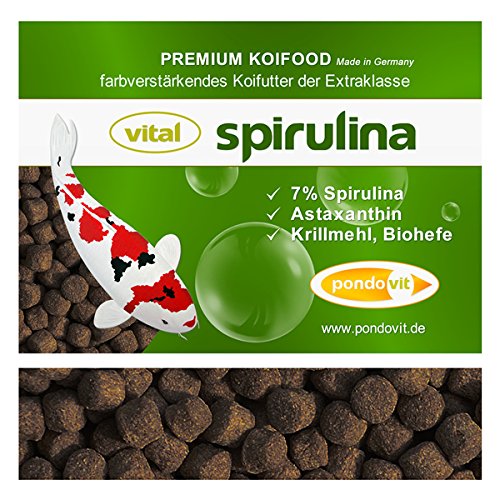 VITAL - SPIRULINA Premium Koifutter 3 kg / 6 mm pondovit farbverstärkendes Hauptfutter von pondovit