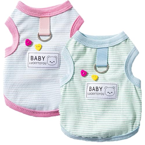 2 x gestreiftes Baumwoll-Hunde-Shirt, weich und bequem, Haustier-Shirt für kleine Hunde, Welpenkleidung für Chihuahuas, Dackel, Französische Bulldoggen und Yorkies, Sommer-Hundeshirt für Jungen und 2 x gestreiftes Baumwoll-Hunde-Shirt, weich und bequem, Haustier-Shirt für kleine Hunde, Welpenkleidung für Chihuahuas, Dackel, Französische Bulldoggen und Yorkies, Sommer-Hundeshirt für Jungen und von popona