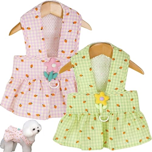 Hundekleid mit Erdbeermuster und Blumendekoration, verstellbarer Klettverschluss, kariert, Katzenkleider, Haustierkleid für kleine Hunde, Welpen, Chihuahuas, Yorkies, Hundekleider für Mädchen (2 Stück Hundekleid mit Erdbeermuster und Blumendekoration, verstellbarer Klettverschluss, kariert, Katzenkleider, Haustierkleid für kleine Hunde, Welpen, Chihuahuas, Yorkies, Hundekleider für Mädchen (2 Stück von popona