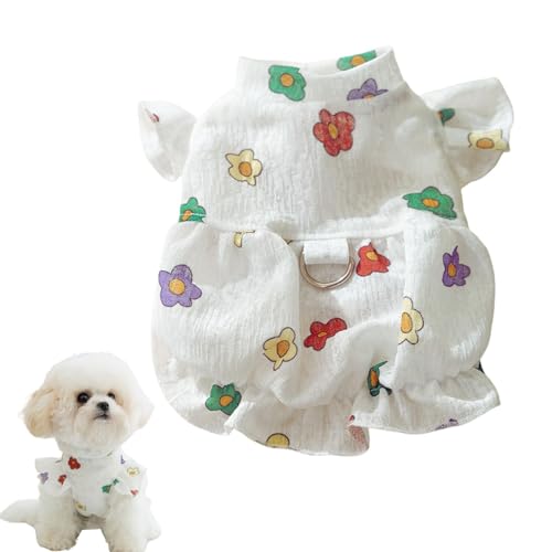 Kleines Hundekleid für Mädchen, Chiffon-Blumendruck, Welpenkleid mit elastischem Bund, leichte und atmungsaktive Haustierkleidung, Sommer-Welpen-Outfit für Chihuahua, Yorkie, kleine Hunde (Weiß, XS) Kleines Hundekleid für Mädchen, Chiffon-Blumendruck, Welpenkleid mit elastischem Bund, leichte und atmungsaktive Haustierkleidung, Sommer-Welpen-Outfit für Chihuahua, Yorkie, kleine Hunde (Weiß, XS) von popona