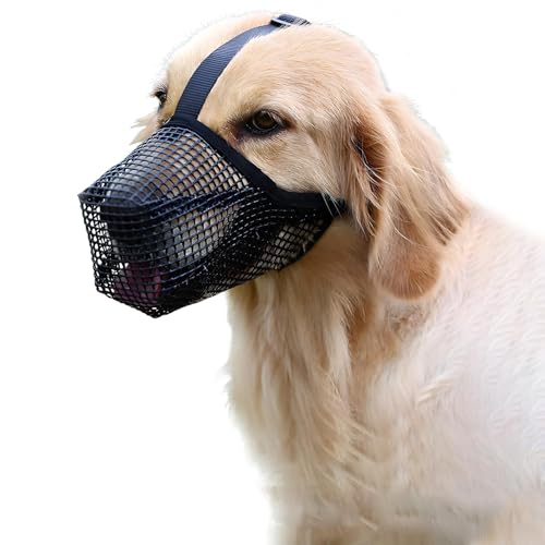 Poraceous Maulkorb für Große Hunde, Basket Muzzle for Dogs, Soft Mesh Muzzle, Verstellbare Welpenmaulkörbe, für Mittelgroße und Große Hunde, Prevents Biting, Chewing, Barking (L, Black) von poraceous