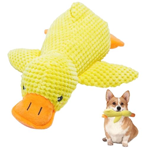 poraceous Anti Stress Ente Hund, Gelbes Quietschspielzeug, Hundespielzeug Ente, Hundespielzeug Unzerstörbar, Plüsch Kauspielzeug, Hund Ruhig für Kleine, Mittlere, Große Hunde (Gelb) von poraceous