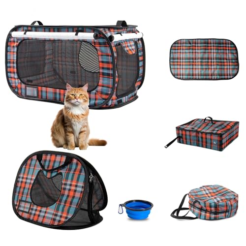 Mispace Tragbarer Katzenkäfig für Welpen und Hunde, bequeme Reisebox für Welpen und Hunde, mit tragbarer Tragetasche/Pop-Up-Mini-Käfig/Matten und Katzentoilette von porayhut