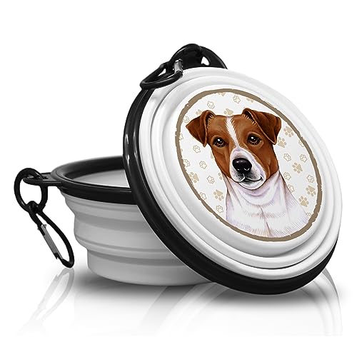 30. Jack Russel Terrier - Falt, Tragbarer Trinknapf mit Karabiner für Unterwegs. Futternapf, Haustierschüssel. Handlich und Einzigartig. von power gift