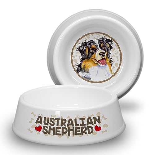 Australian Shepherd - Hundenapf Ø 21cm. Rutschfester Futternapf/Trinknapf für mittlere Hunderassen. Fressnapf, Wasserschale, Haustierschüssel auch für Leckereien geeignet. Robust und Langlebig. von power gift