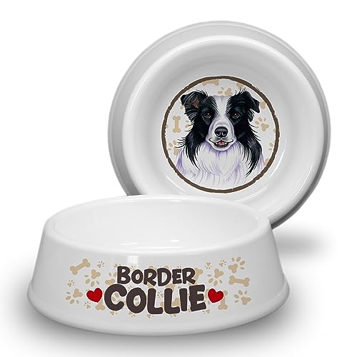 Border Collie - Hundenapf Ø 21cm. Rutschfester Futternapf/Trinknapf für mittlere Hunderassen. Fressnapf, Wasserschale, Haustierschüssel auch für Leckereien geeignet. Praktisch, Robust und Langlebig. von power gift