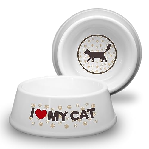 I Love My CAT Katzennapf Ø 18cm. Rutschfester Futternapf Trinknapf für Katzen. Wasserschale, Katzenschüssel auch für Leckereien geeignet. Praktisch, Robust und Langlebig. von power gift