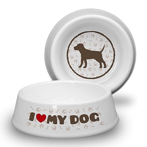 I Love My Dog - Hundenapf Ø 21cm. Rutschfester Futternapf/Trinknapf für mittlere Hunderassen. Fressnapf, Wasserschale, Haustierschüssel auch für Leckereien geeignet. Praktisch, Robust und Langlebig. von power gift